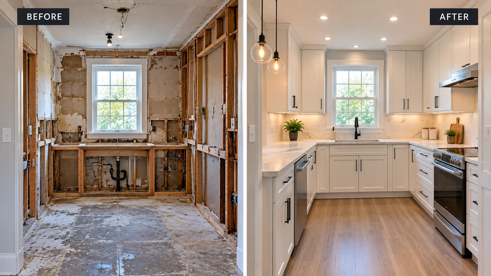 Kitchen renovation in Laval and Montreal before and after