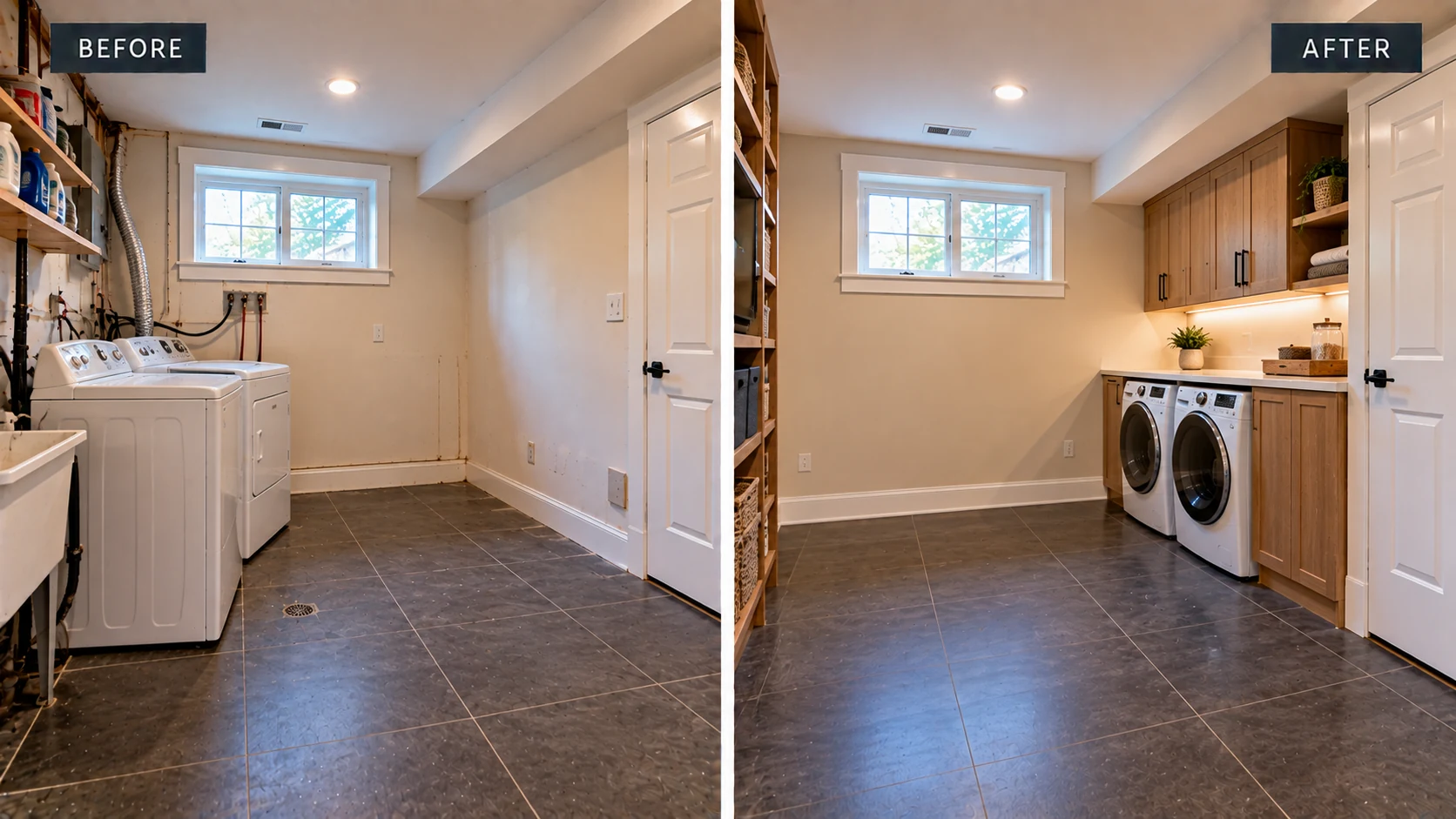 Washer/Dryer Relocations renovation example 1 by Roume Construction